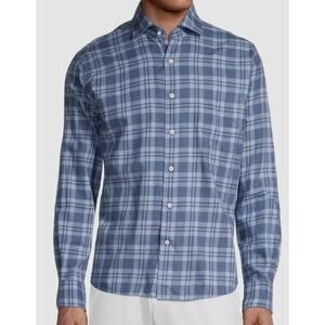 Peter Millar Drewry Patch Pocket Button Down Shirt Blue Plaid Men’s Medium